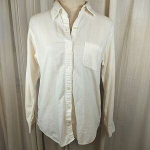 J. Crew Ivory Cotton Corduroy Button Down Womens Shirt Size S‎ 100% Cotton